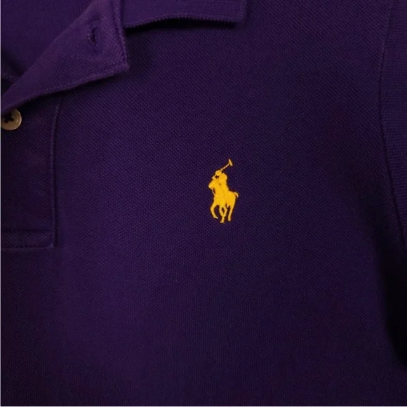 Polo Ralph Lauren Shirt Dress Womens Large Purple The Mesh Mini Pony Preppy - Picture 8 of 8